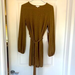 NWT! Leith Sparkling Gold Dress Size Small